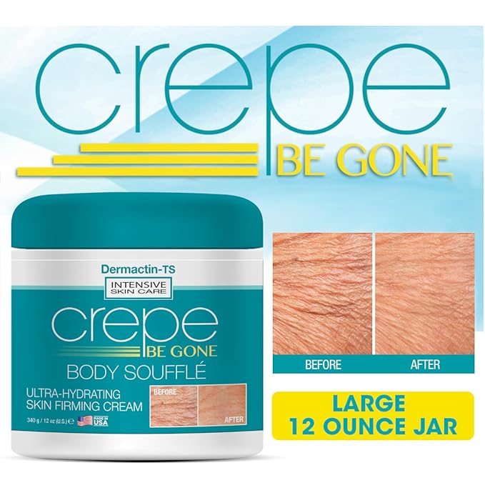Crepe Be Gone Body Souffle Classic - Large 12 ounce - Ultra Hydrating Crepe Skin Firming Cream for Neck,Chest, Arms & Legs