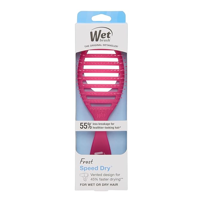 Wet Brush Speed Dry Hair Brush, Pink Frost - Vented Design & Soft HeatFlex Bristles Are Blow Dry Safe - Ergonomic Handle Manages Tangles - Pain-Free Hair Accessories