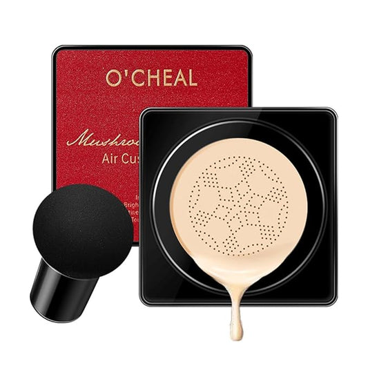 GL-Turelifes Mushroom Head Air Cushion CC Cream Foundation Water Feeling Flawless BB Cream Moisturizing Oil Control,lightweight & Smoothing Natural Face Concealer (H-02 Natural, 0.53 Oz)