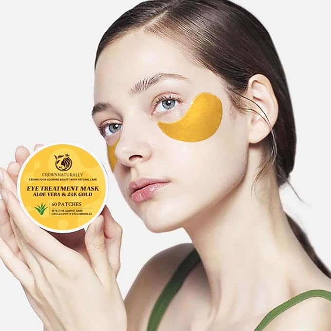 120PCS Under Eye Patches 24K Gold Eye Mask with Aloe Vera Natural Ingredients, Moisturizing Skin Care with Hyaluronic Acid and Collagen for Anti-Wrinkle, for Dark Circles and Puffiness
