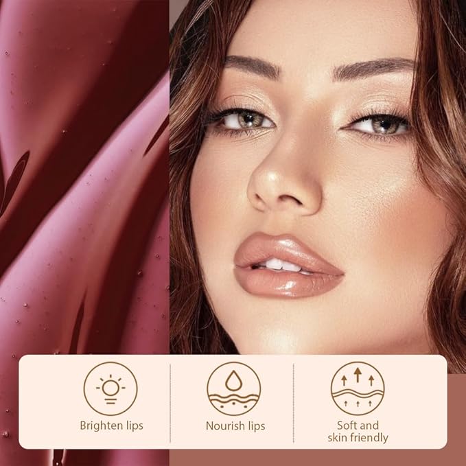 Matte Liquid Lip Stain Peel Off Lip liner Tattoo, Brown Matte Peel Off Lip Stain, Long Lasting Waterproof Lipstick Lip Gloss Stain, Transfer-proof for All Skin Types, 0.12 fl oz 02#