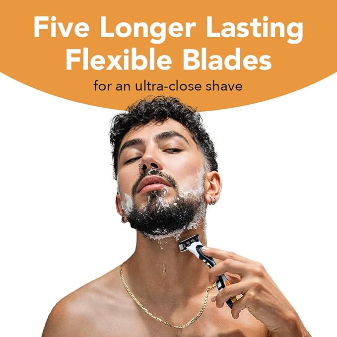 BIC Flex 5 Refillable Razors for Men, Long-Lasting 5 Blade Razors for a Smooth and Comfortable Shave, 1 Handle and 12 Cartridges, 13 Piece Shaving Kit