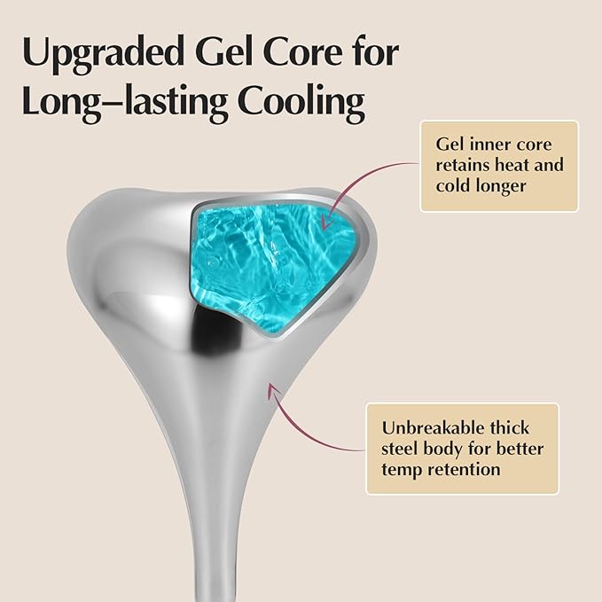 2-in-1 Gua Sha Cryo Sticks, Facial Skin Care Tools for Women Face and Eyes Massage, Unbreakable Stainless Steel Esthetician Supplies, Cooling Spa Ice Globes Roller with Carry Case