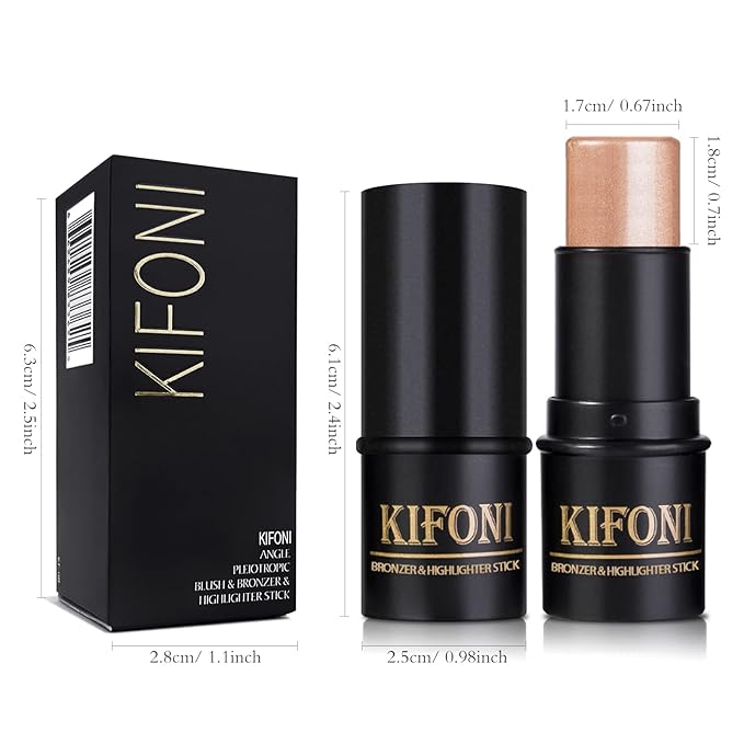 2 Pcs Cream Contour Stick Makeup Kit, Cream Highlighter Stick & Contour Bronzer Stick for Cheeks, Lightweight Blendable Smooth -Highlighter (#03 Champagne Gold #06 Silver)