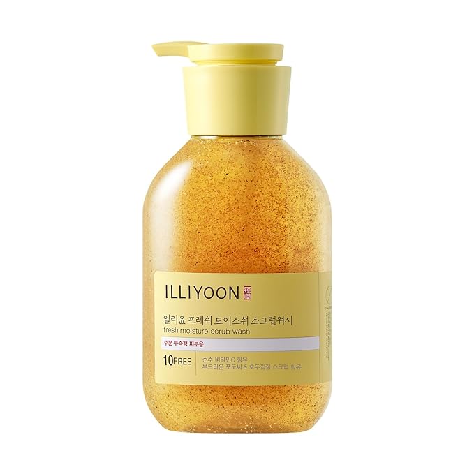 ILLIYOON Fresh Moisture Body Scrub Wash 400ml(13.53 Fl Oz) Vitamin C, walnut shell and soft grape seed powder, Exfoliating Scrub for Silky Smooth Skin