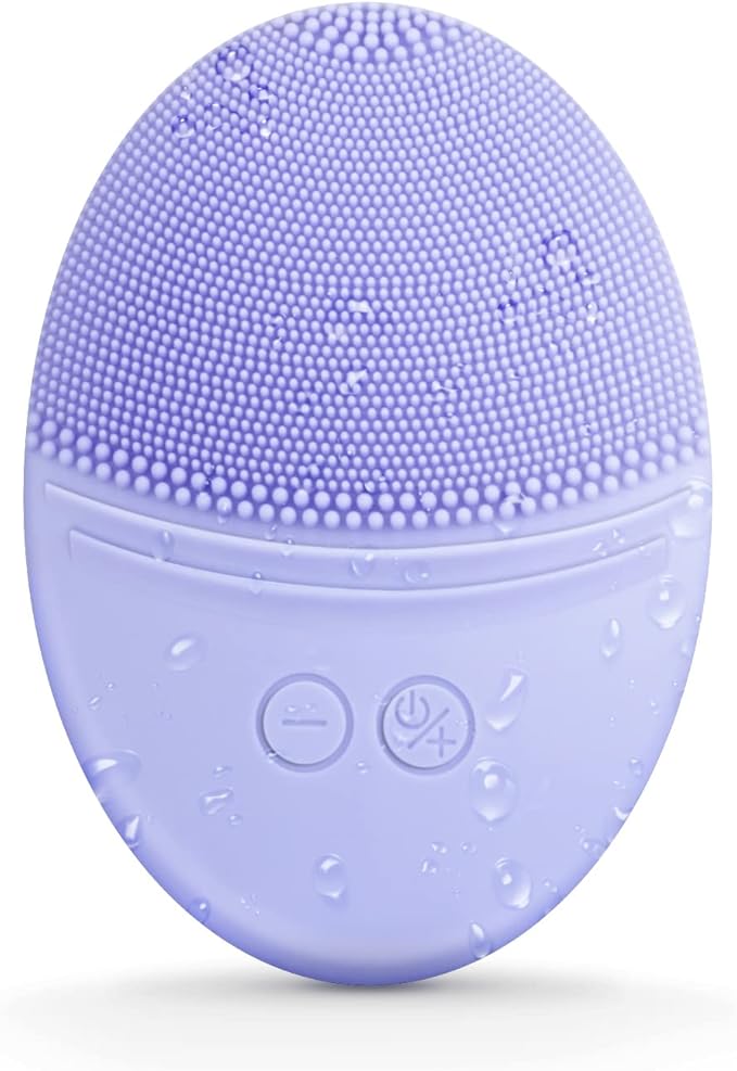 EZBASICS Facial Cleansing Brush Made with Ultra Hygienic Soft Silicone, Waterproof Sonic Vibrating Face Brush for Deep Cleansing, Gentle Massaging, Inductive Charging (Violet)1 Pack+5 Speed Settings
