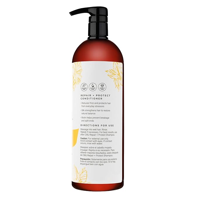 CIBU Repair + Protect Conditioner 30087 - Restores Damaged Hair | Prevents Breakage | Safe for Color-Treated Locks | Leaves Smooth, Luxurious Finish | Gentle Daily Use with Refreshing Scent, 1 Liter