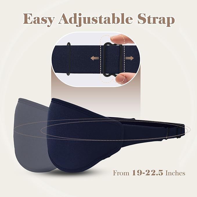 3D Cooling Eye Mask Sleep Mask for Men & Women, 100% Pressure-Free & Light Block-Out Eye Mask for Sleep with Easy Adjustable Strap, Night Eye Cover for Travel, Blue