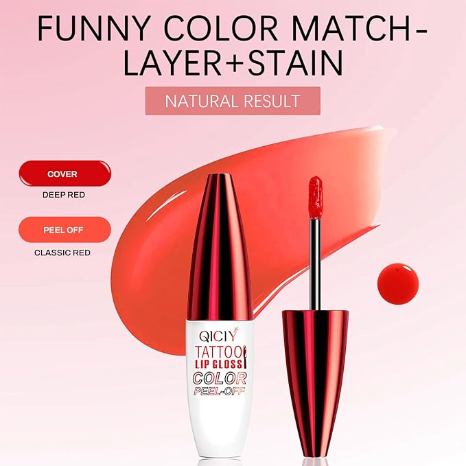 QueenDiary Lip tint Peel Off Lip Stain，Lip Stain Waterproof， Lip Tattoo Peel Off with Matte Finish, Long Lasting, Transfer-proof, Highly Pigmented Color (Vitality Stain)