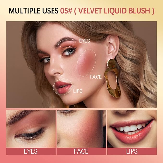 2 Colors Liquid Blush,Soft Cream Face Blush, Dewy Cheek Tint, Long Lasting Natural Matte Finish Looking,Moisturizing Lightweight Blendable Feel (02-HAPPY / 04 - LOVE)
