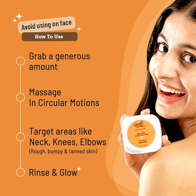 Exfoliating Body Scrub For Removing Tan & Dead Skin Cells | Rough & Bumpy Skin, Tanned & Pigmented Skin | For Smooth, Soft & Bright Skin | Natural AHAs | Coffee 2.6 fl oz.