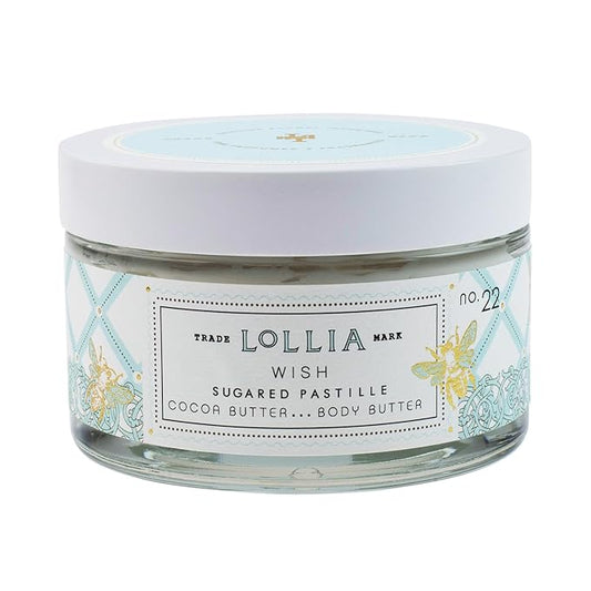 LOLLIA Wish Body Butter, 5.5 oz. - Sugared Pastille Fragrance - Shea Butter & Cocoa Butter, Body Lotion for Women, Hydrating & Smooth Body Moisturizer