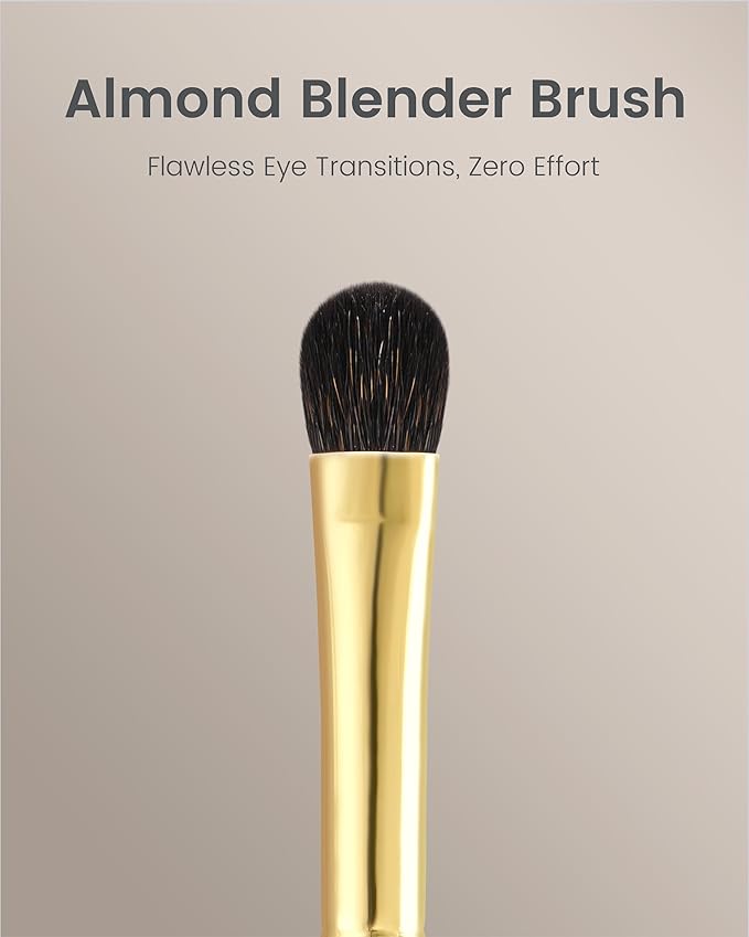 Desert Oak Series Low-Profile Oval Eyeshadow Brush - Gentle Curve for Controlled Blending, Squirrel & Goat Hybrid Bristles (CM 173)