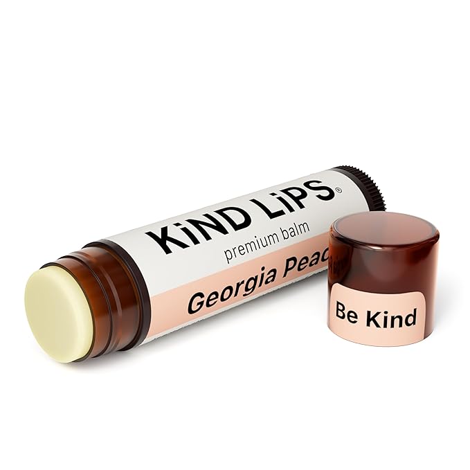 Kind Lips Lip Balm - Nourishing & Moisturizing Lip Care with Shea Butter, Beeswax & Vitamin E | Georgia Peach Flavor | 0.15 Oz (Single Tube)