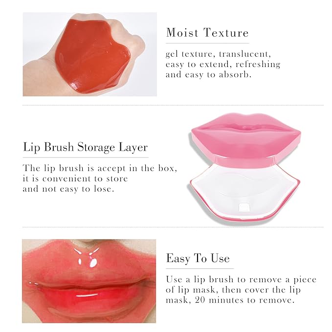 20Pcs Lip Mask,Pink Moisturizing Plumping Lip Masks Overnight,Pink Lip Mask Gel Treatment Lip Masks for Dry Lips Plump Lip Collagen Overnight Sleeping Lip Mask Pads Patches（Pink）