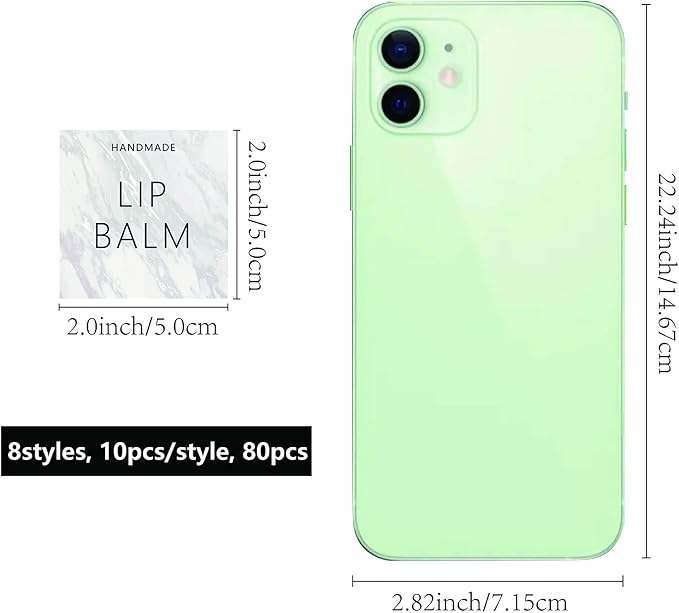 CRASPIRE Lip Balm Labels 80pcs Homemade Lip Balm Labels 2” Clear Lip Balm Labels for Tubes Printable Waterproof Lip Balm Stickers Labels for Lip Balm Handcream Candle Container（Marble Pattern）