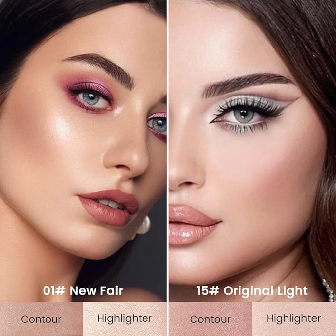 evpct 2in1 Face Shaping & Contouring Stick Cream Contour Concealer Bronzer Stick Makeup Kit for Beginner Face Highlighter Makeup Stick contorno maquillaje de maquillaje, NEW Fair + ORIGINAL Light