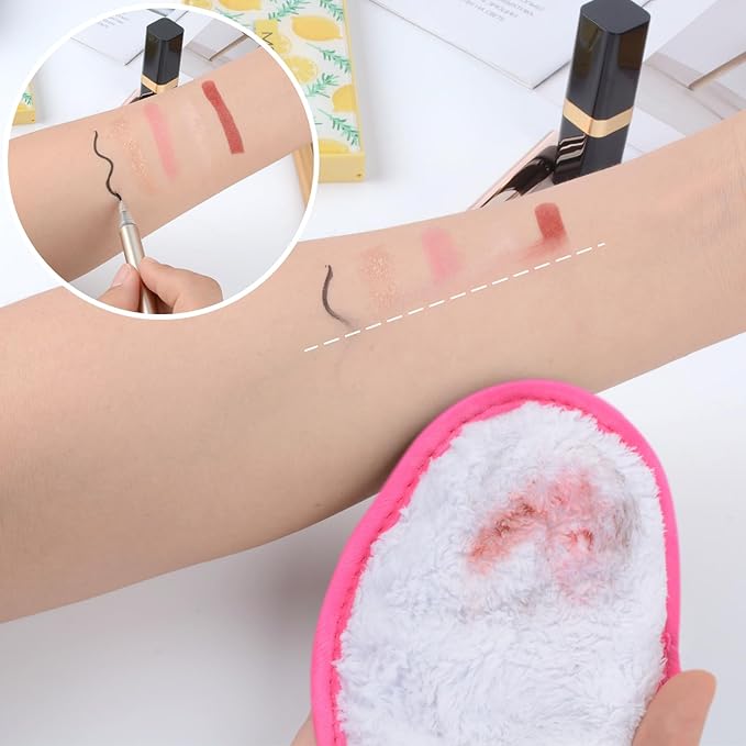 SINLAND Reusable Makeup Remover Pads For Face,Eye,Lips Microfiber Gentle Facial Cleansing Cloths for All Skin Types Friendly for Makeup Remover With Laundry Bag 5.1inchx3.93inch White Pack of 6