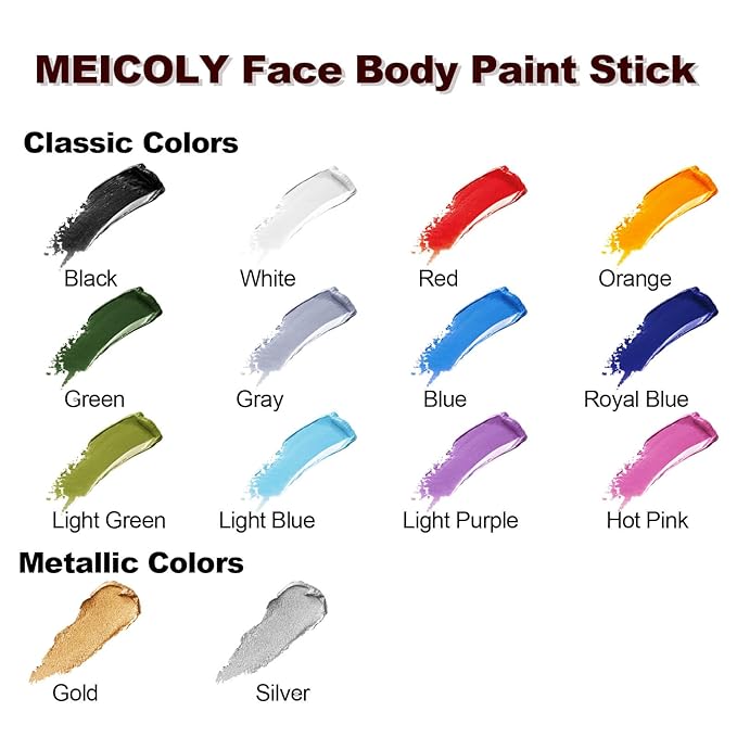 MEICOLY Gold Face Body Paint Stick(1.06 Oz),Cream Blendable Face Paint,Sweatproof Waterproof Body Paint Makeup for Halloween Special Effects SFX Cosplay,Metallic Gold