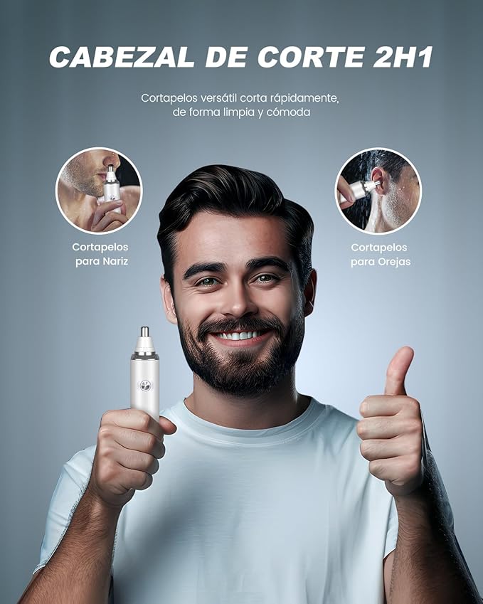 Ear & Nose Hair Trimmer with LED Display for Men Women,Painless USB Rechargeable Eyebrow & Facial & Nose Hair Trimmer Clipper,Professional IPX7 Waterproof Dual Edge Blades 12,000 RPM (White)