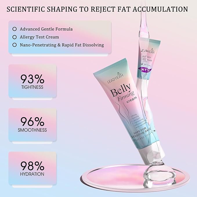 B Flat Belly Firming Cream - Moisturizing, Lifting, Firming for Stomach, Thighs and Butt, Body Lotion gift for Women and Men, 125 ML +5 ML