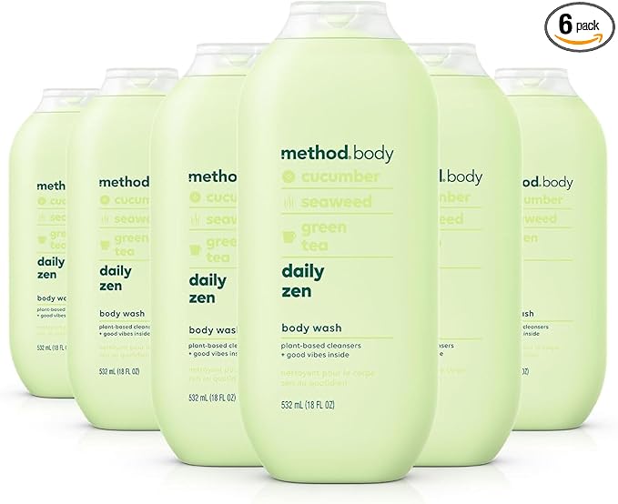 Method Body Wash, Daily Zen, Paraben and Phthalate Free, 18 oz (Pack of 6)