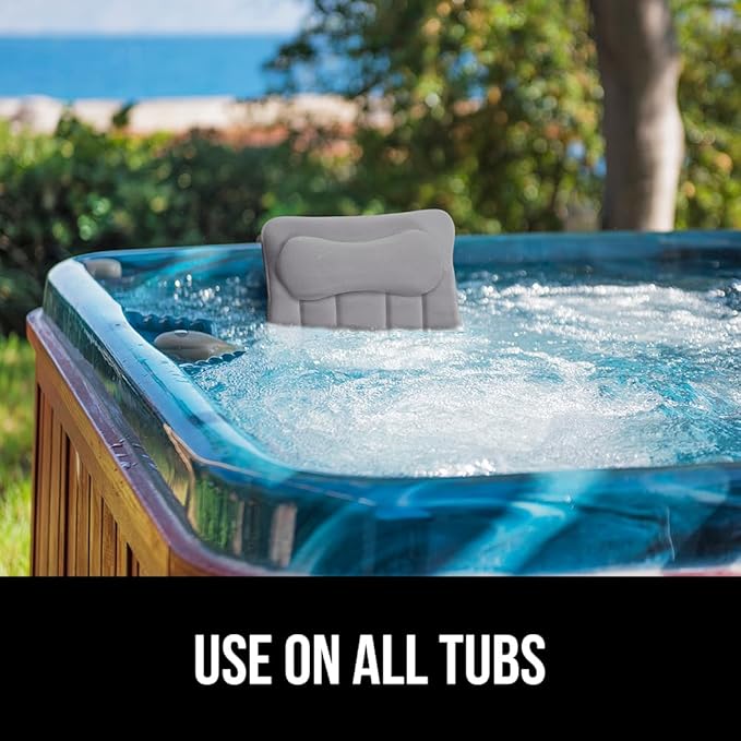 GORILLA GRIP Mesh Bath Pillow for Tub, 6 Powerful Suction Cups, Oversized Headrest with Breathable FlexComfort Technology for Neck, Head, Back Support, Luxury Machine Washable Bathtub Must Haves, Gray