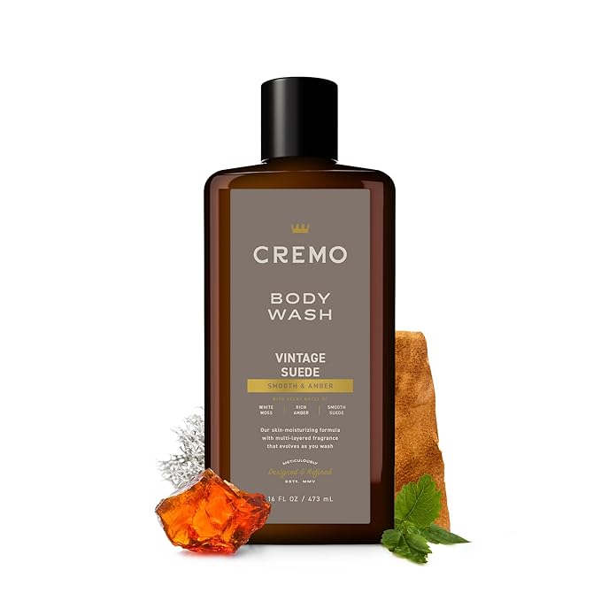 Cremo Body Wash Men, A Vintage Suede with Notes of White Moss and Rich Amber, 16 Fl Oz