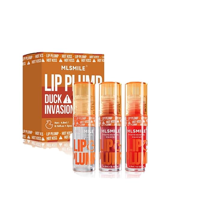 3 Colors Duck Lip Plumper Gloss, Glitter Shine Primer Lip Tint Korean Clear Plumping Lip Gloss, High Pigment No Sticky Lip Gloss, Lip Plumper Gloss Make Lips Fuller(Set A)