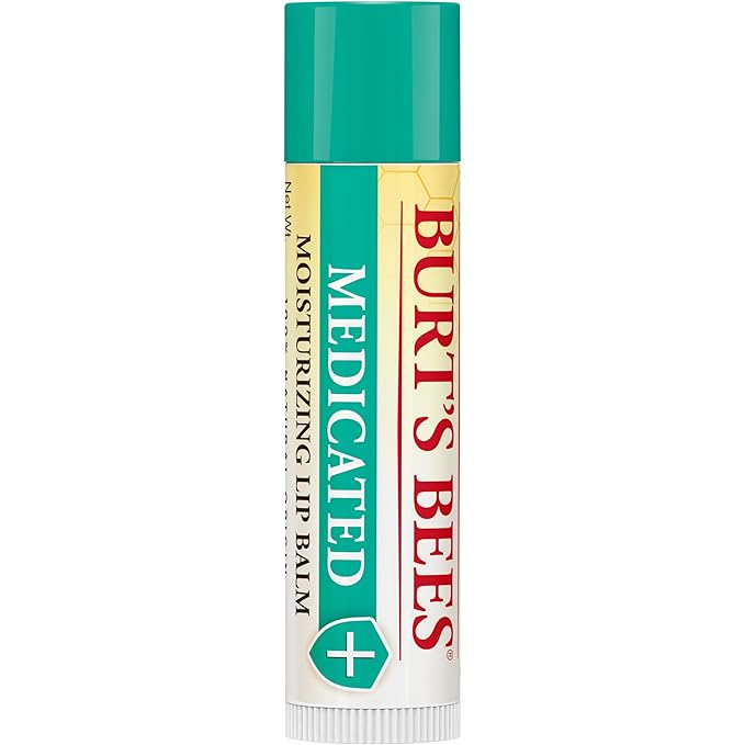 Burt's Bees Medicated Lip Balm, With Eucalyptus Oil and Menthol, Tint-Free, Natural Origin Lip Care, 2 Tubes, 0.15 oz.
