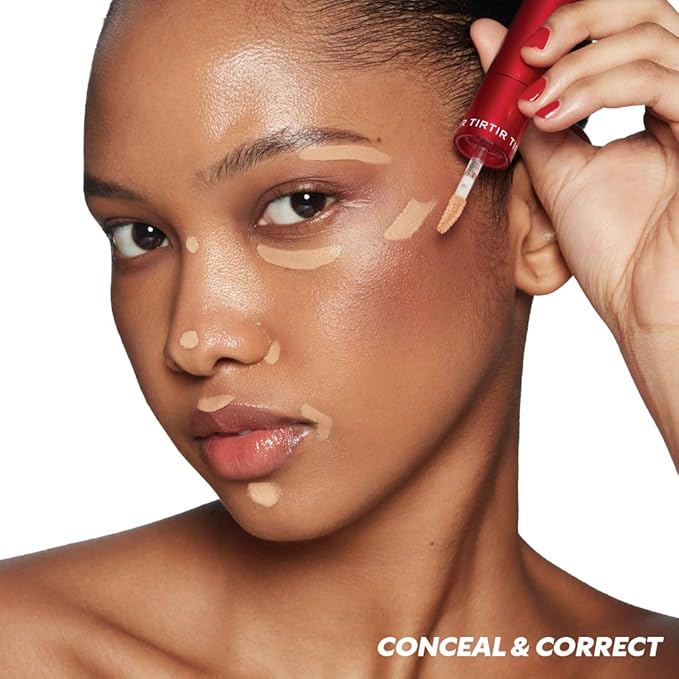 TIRTIR Glide&Hide Blurring Concealer - Creamy texture, Conceals dark circles and wrinkles, Dual formula (liquid tip & balm stick), Long-lasting wear, Korean Makeup, #7.3N, 0.28 Oz