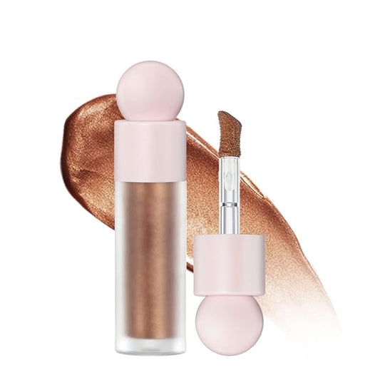 Liquid Highlighter Natural Glow For Face & Body, Waterproof Moisturizing Light Liquid Luminizer For Long Lasting Shimmer, Contour Highlighter Stick Easy to Apply with Cushion Applicator (#4 Candlelight)