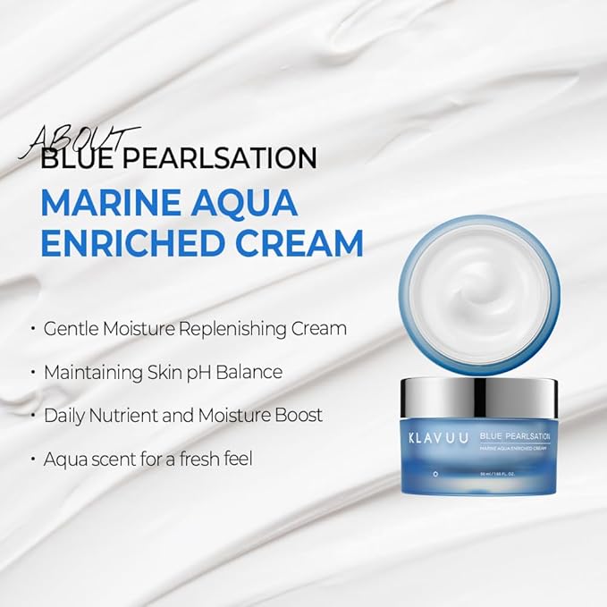 BLUE PEARLSATION MARINE AQUA ENRICHED CREAM - Hypoallergenic Deep Moisturizer with Apple Water for Nourished, Balanced Skin, Perfect for Sensitive Skin Seeking Hydration and Radiance – 1.69 floz