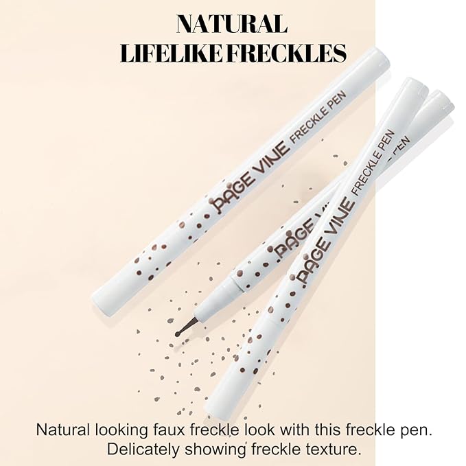 2 Pack Freckle Pen,Liquid Face Fake Freckles Makeup Pen to Create Natural Freckle Makeup and Freck beauty,Fake Freckles Waterproof for Lifelike Sunkissed Makeup,Mole Pen (02Medium+03Dark)