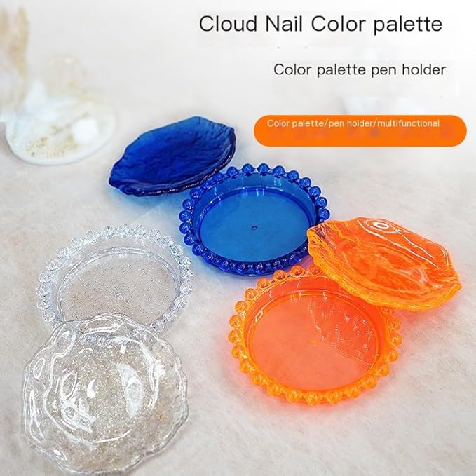 Nail Art Palette Nail Mixing Palette Polish Color Mixing Plate Pearl Edge Nail Holder Display Board Cloud Shape for Nail Art Nail Tip Holder Nail Art Display (Pearl-blue)