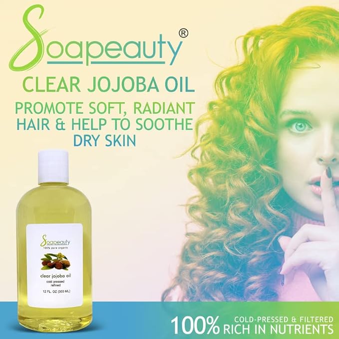 Soapeauty Clear Jojoba Oil | 100% Pure & Natural | Refined, Cold Pressed, Hexane Free | Moisturizing Oil for Skin, Face, Hair & Nails | 64 fl oz