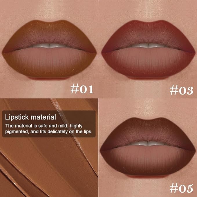 3Pcs Gradient Matte Lipstick Crayon Lip Liner pencil, Flawless Contour Gradual Ombre Effect lip Pencil, Lipstick for Women Long Lasting Waterproof Smudge Proof Lipstick Pencil 01#+03#+05#