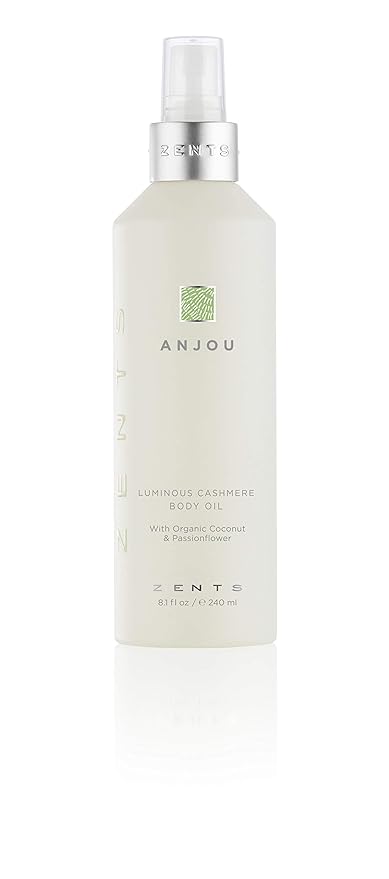 Zents Luminous Cashmere Body Oil (Anjou Fragrance) | Moisturizing Body Oil with Vitamin E & Organic Coconut Oil | Softens & Smooths Skin | 8 fl oz