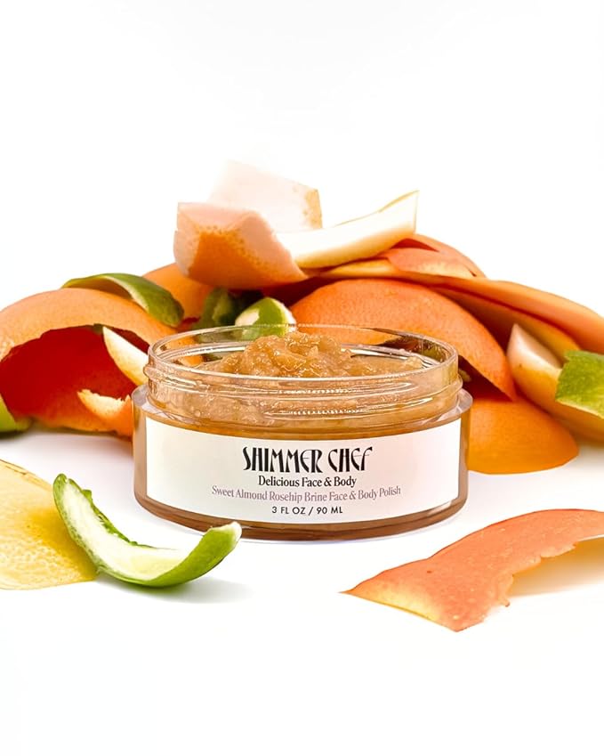 Sweet Almond Rosehip Brine Polish | Exfoliating Blend with Himalayan & Dead Sea Salt, Maple Sugar | Enriched with Magnesium, Omega 3's & Vitamin E | Revitalize Skin, Reduce Inflammation