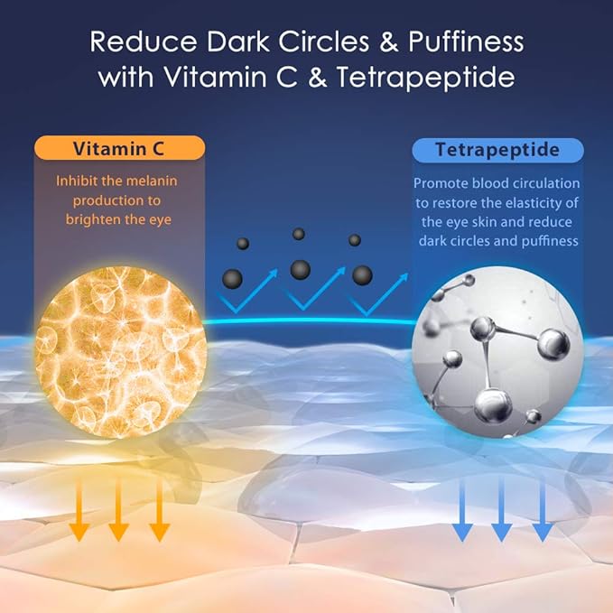Brightening Vitamin C Eye Gel Cream for Dark Circles & Puffiness, Eye Cream to Help Reduce Fine Lines & Crow's Feet, Boost Hydrating Under Eye Treatment with Hyaluronic Acid & Peptides
