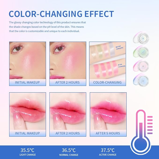 Color Change Blush Clear Liquid Blush Cream Moisturizing Blusher Halo dyeing naturally Blush Rouge Multi-use Makeup Cream For Cheeks Face Lips Waterproof Blush Gel Lip Oil (#2)
