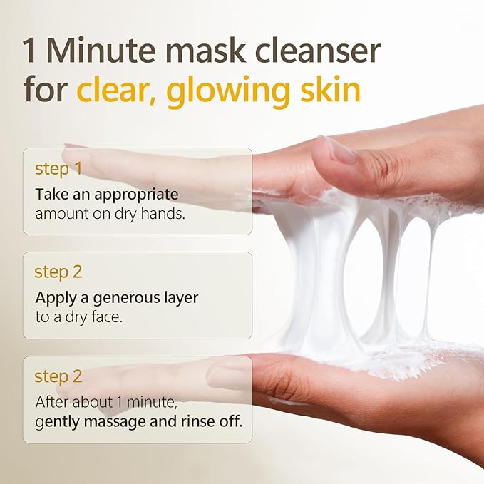 Rice Mask Cleanser 6.76 fl oz - Glow-Boosting & Hydrating Face Wash with Jeju Rice & Natto Gum, Gentle Exfoliating Daily Foam Cleanser, Deep Pore Cleansing, Non-Irritating- Korean Skin Care