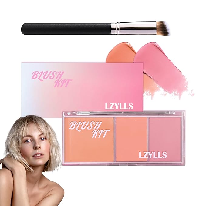 Cream Blush Stick with Brush,Waterproof Multi Cream Blush Skin M2