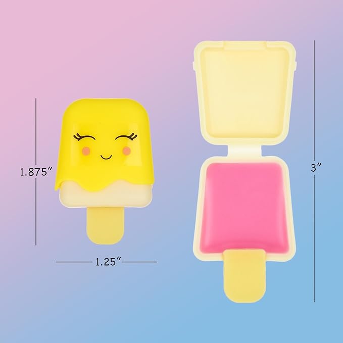 12pc Pucker Pop Novelty Lip Gloss Set - Girls Cosmetics Mini Popsicle Lip Gloss Collection, Lip Gloss for Kids, Safe, Non Toxic Kids Makeup Set