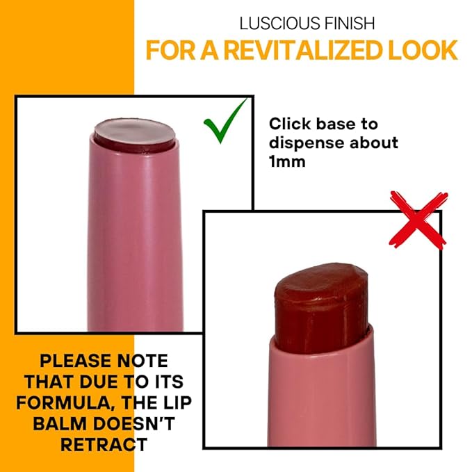 Lip Balm Hydrating for Dry and Chapped Lips Tinted Subtle Color Non-Sticky Juicy Finish | Brown