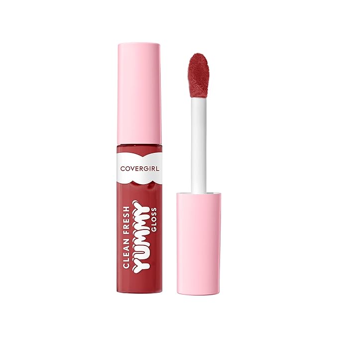 COVERGIRL Clean Fresh Yummy Lip Gloss, Sunrise Blush, Hydrating, Non-Sticky, Hyaluronic Acid, Glassy Shine, 0.33oz