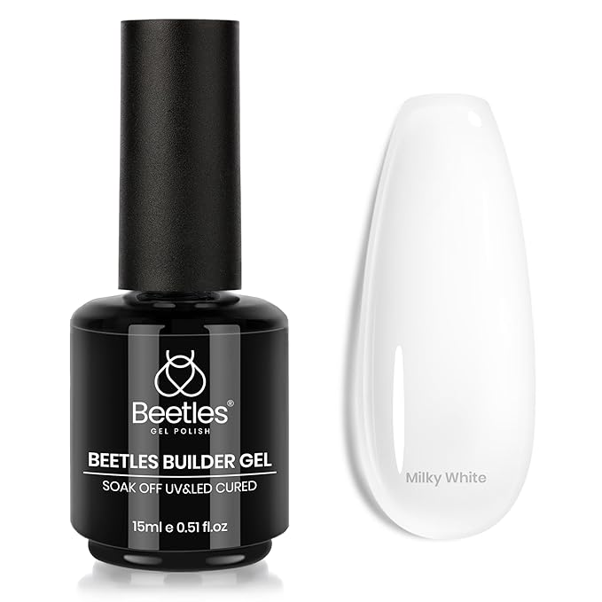 Beetles Milky White Builder Gel for Nails 7 in 1 Strengthener Gel for Nail Extension Building Nail Apex DIY at Home Beauty Gift Sets for Women,Base Coat Need