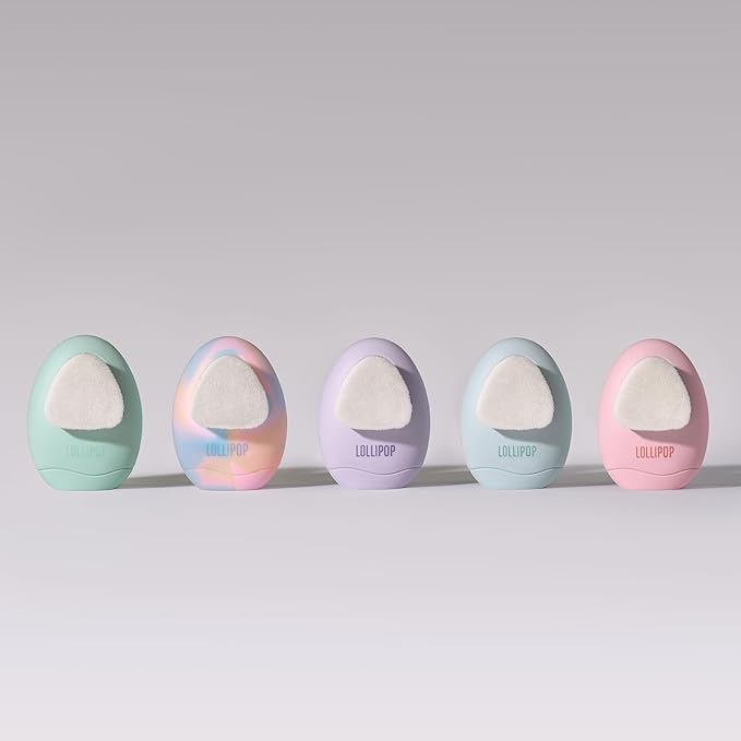LOLLIPOP Dual-Sided Facial Cleansing Brush | Palm Size Silicone Face Exfoliator and Soft Fiber Cleanser | Manual Face Scrubber for Pores, Makeup Removal, Blackhead and Skincare Routine, Rainbow