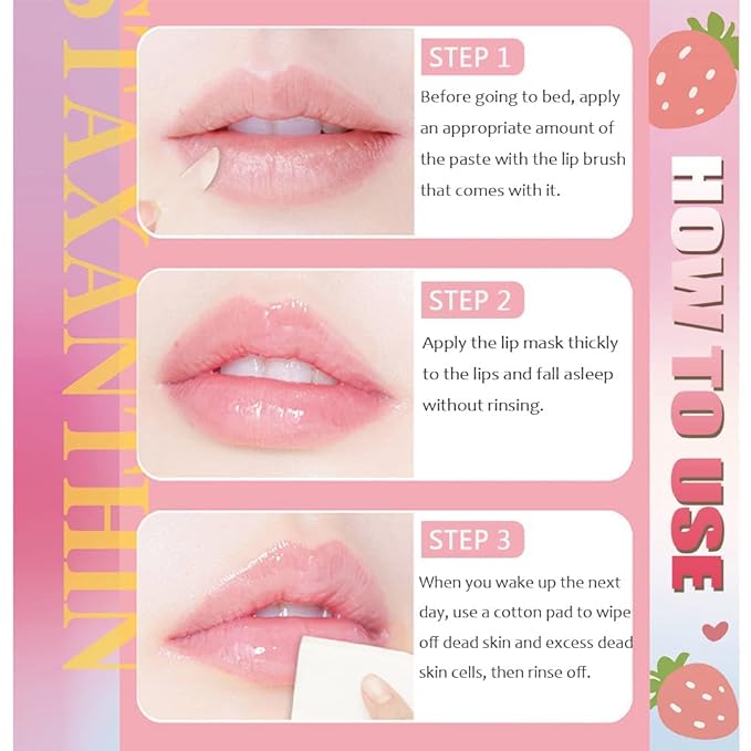 Strawberry Lip Balm Honey Pot, Hydrating Prevention Dry and Cracked Lip Scrubs Exfoliator, Reduces Lip Lines, Moisturizing Lip Balm Sleeping Lip Mask