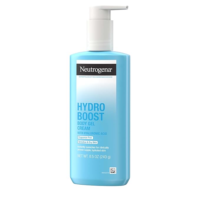 Neutrogena Hydro Boost Body Gel Cream Moisturizer with Hyaluronic Acid, Hydrating Lotion For Sensitive Skin, Fragrance Free, 8.5 oz